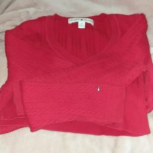 Tommy Hilfiger Red V-neck Sweater M